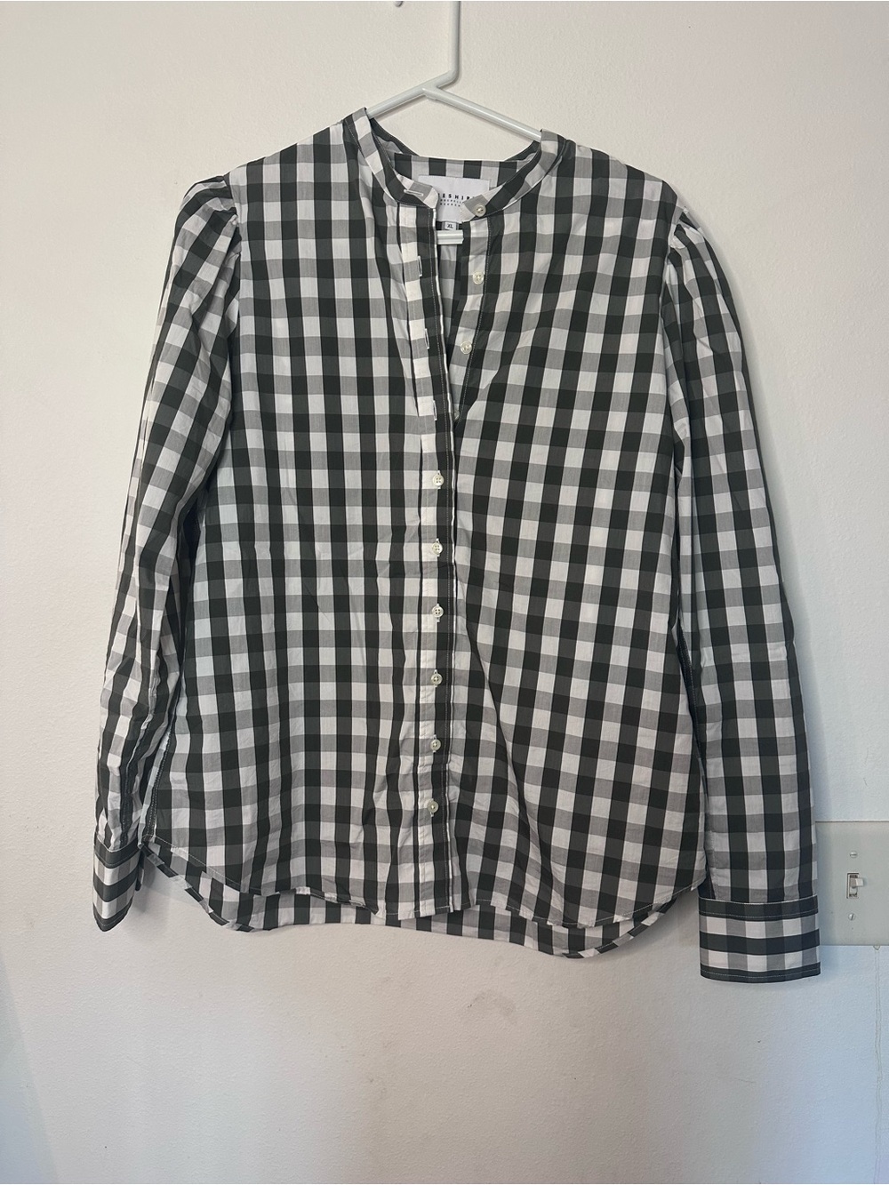 The Shirt by Rochelle Behrens Black and White Gingham Button-Down Top